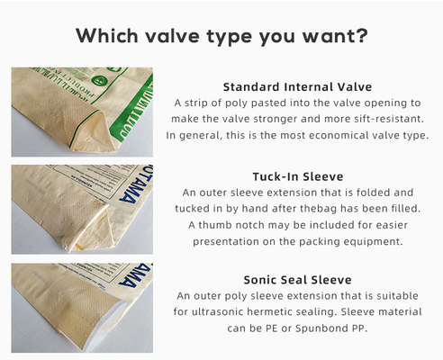 PP Woven Cement Bag With Valve 25KG 50KG Moisture Proof
