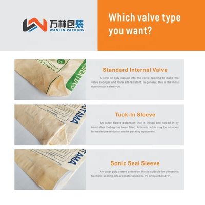 25 kg 40 kg 50 kg Saco de cimento tecido PP Vazio Saco de válvula PP Bloco de fundo com válvula