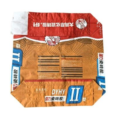 Sacos de cimento de papel 2 camadas 80GSM com impressão de superfície personalizada 1 camada de filme multicamadas à prova de humidade para 20KG de adesivo de azulejo de longa duração