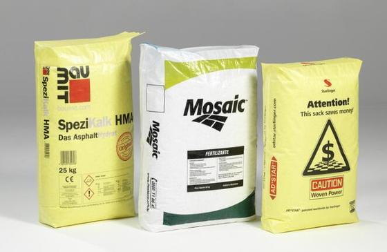 Saco de válvula tubular laminado de polipropileno tecido para 50 kg Saco de cimento de fundo quadrado Impressão de superfície 100% polipropileno virgem