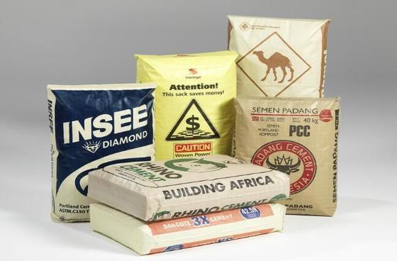 Saco de válvula tubular laminado de polipropileno tecido para 50 kg Saco de cimento de fundo quadrado Impressão de superfície 100% polipropileno virgem