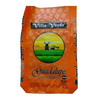 Saco de Tecido PP Laminado BOPP Boca Aberta Fundo Bloco para Arroz 20KG 25KG 50KG