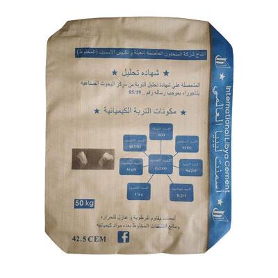 Saco de cimento de 50 kg PP Resistente à humidade Válvula de fundo quadrada Saco de cimento de PP 75GSM a 90GSM Saco de válvula tecida