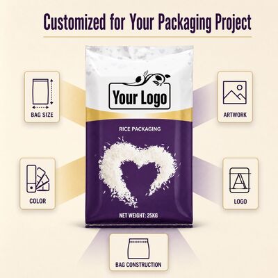 Rice Bag 5kg 10kg 15kg 25kg Moisture Proof Bopp Laminated PP Woven Bags Gusset Side for Flour Rice Feed and Agriculture